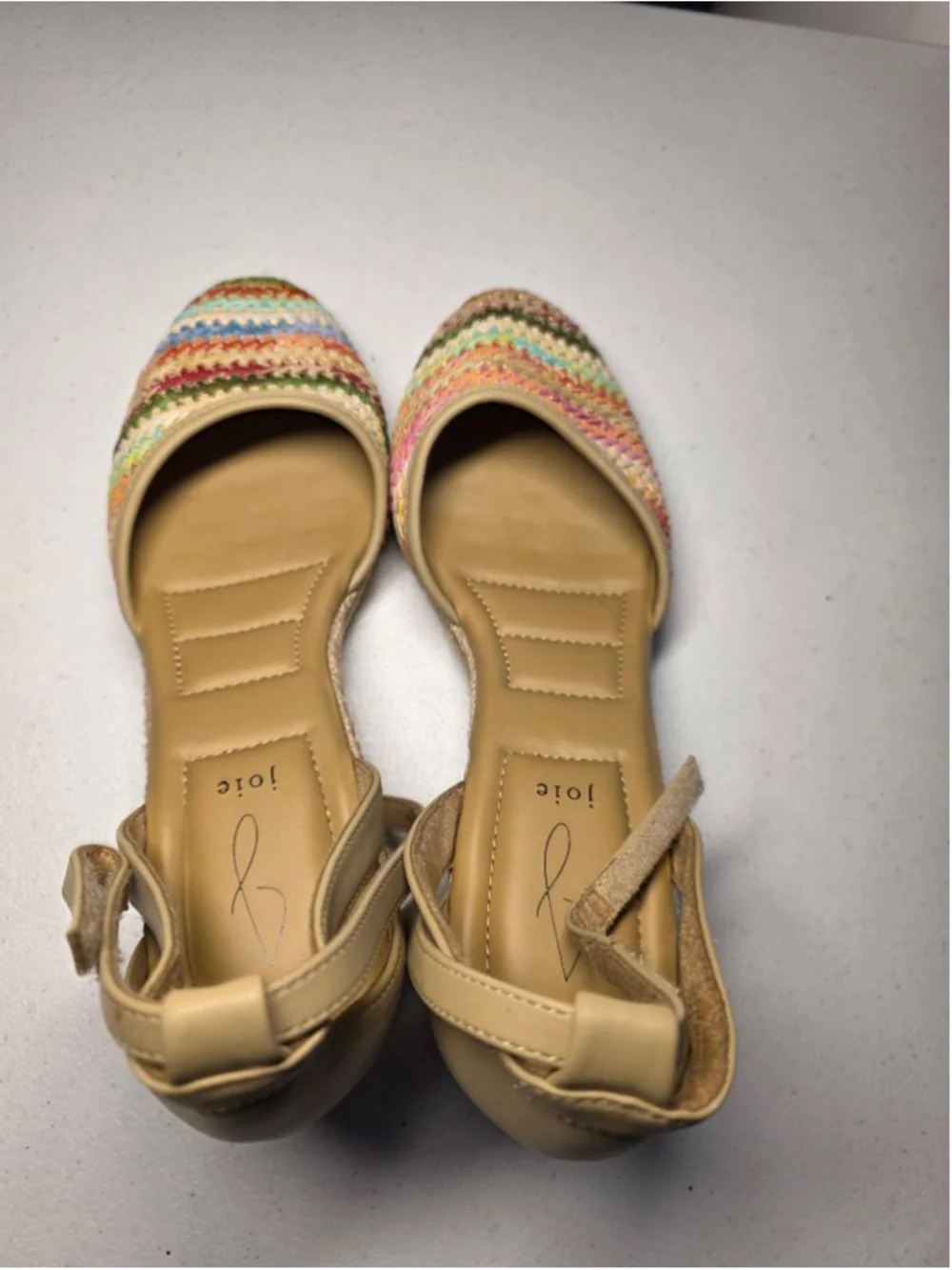Joie Rainbow Raffia Espadrille Wedge Sandals Size 9.5M Coastal Cowgirl Resort